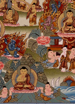 Gautam Buddha's Life Story | Religious Buddhist Thangka | Wall Decors
