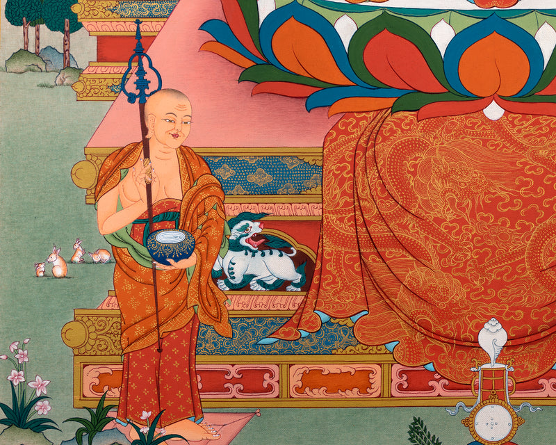 Buddha Thangka | Shakyamuni With Two Disciples | Himalayan Tibetan Art