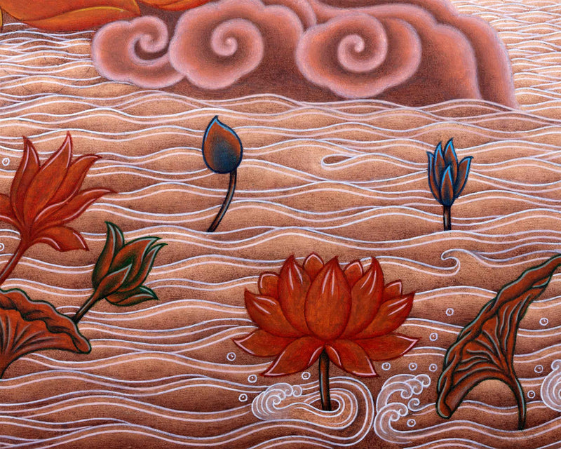High-Quality Pauba Art For Green Tara Altar | Traditional Nepali Canvas Print For Wall Hanging