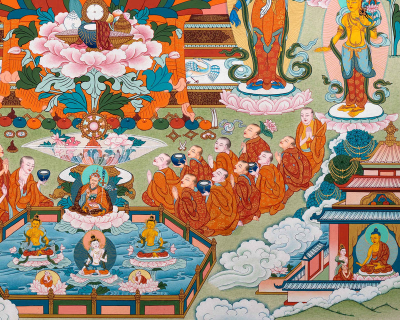 Amitabha Buddha Pure Land Thangka | Tibetan Thangka Hand painted in Enlightenment Studio
