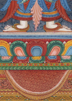 Lord Of All Realms Lokeshwor Thangka Print | Tibetan Print Of Lokesvara For Spiritual Room Decoration