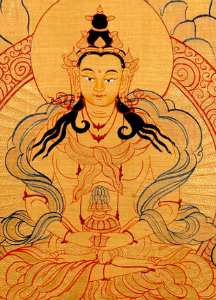 Hand-Painted White Tara Thangka | Wall Hanging Decor