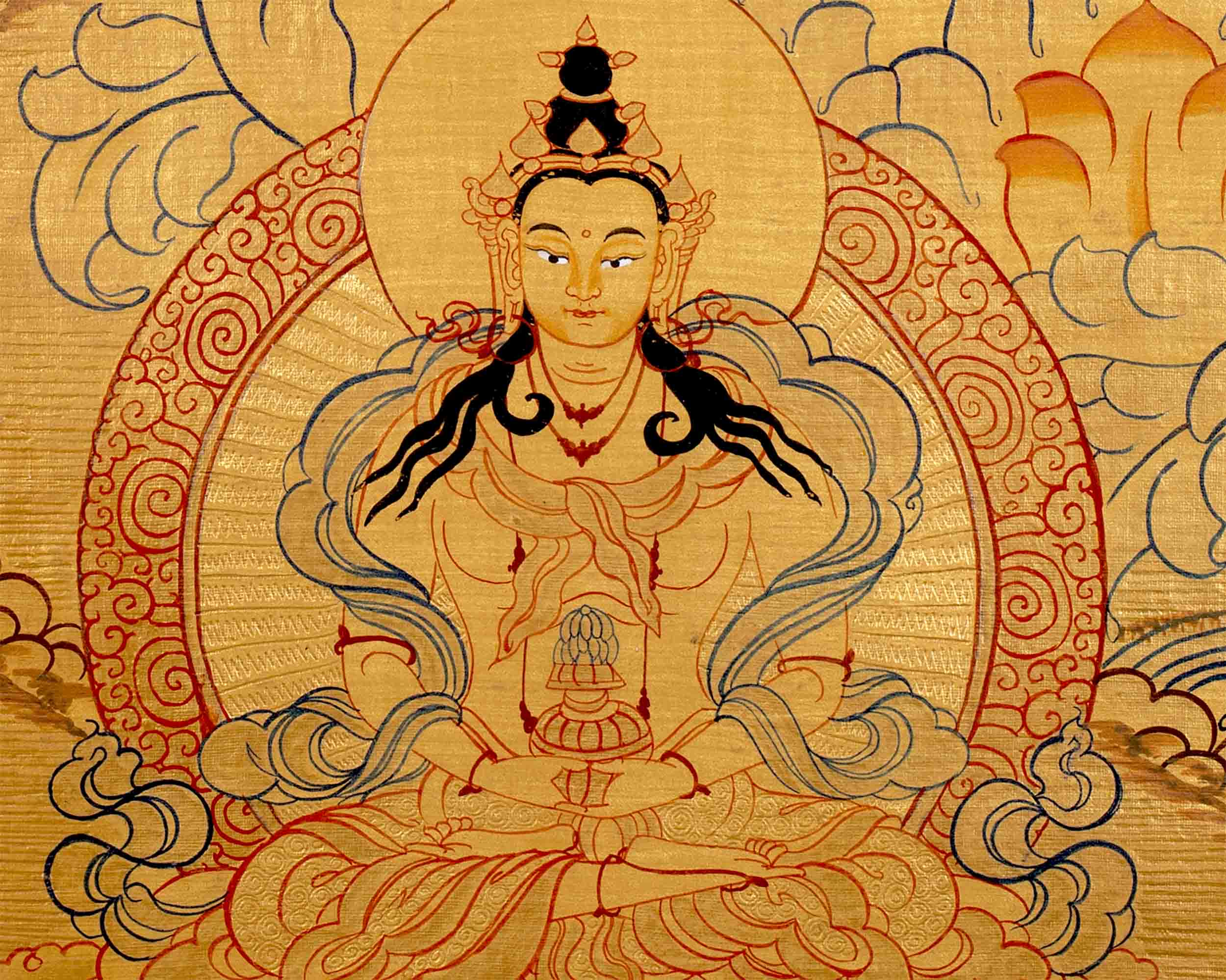 Hand-Painted White Tara Thangka | Wall Hanging Decor