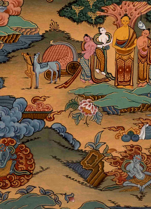 Buddha Life Story | Vintage Tibetan Thangka | Wall Decors