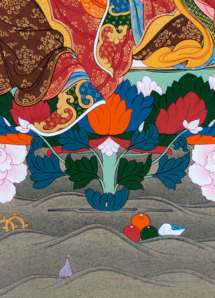 Guru Rinpoche With Consort | Padmasambhava Thangka