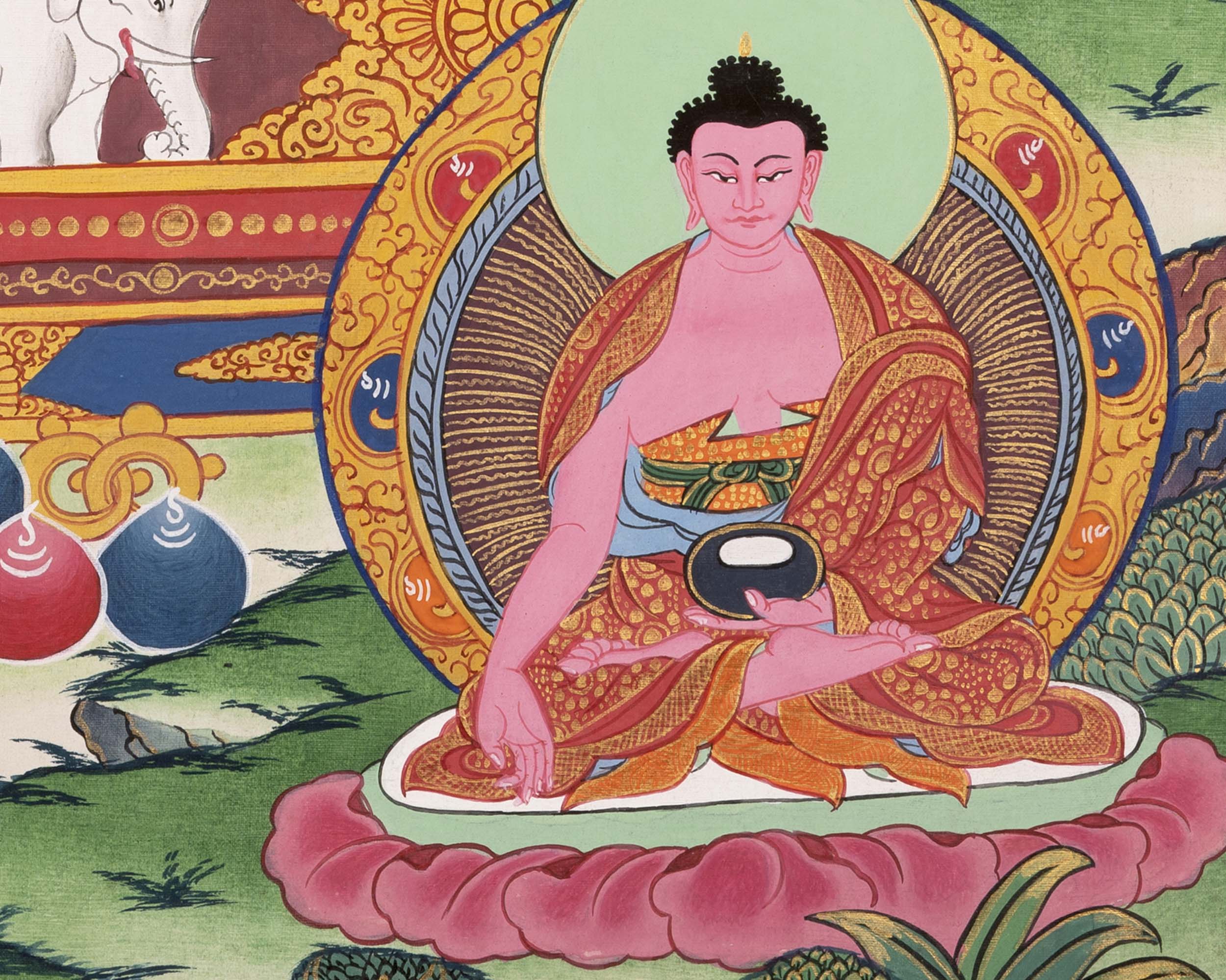 Medicine Buddha Thangka | Tibetan Healing Blue Buddha