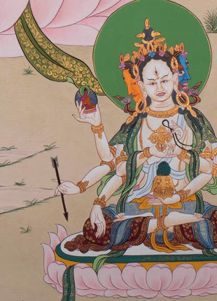 White Tara Thangka | Religious Buddhist Artwork | Wall Hanging Decoration