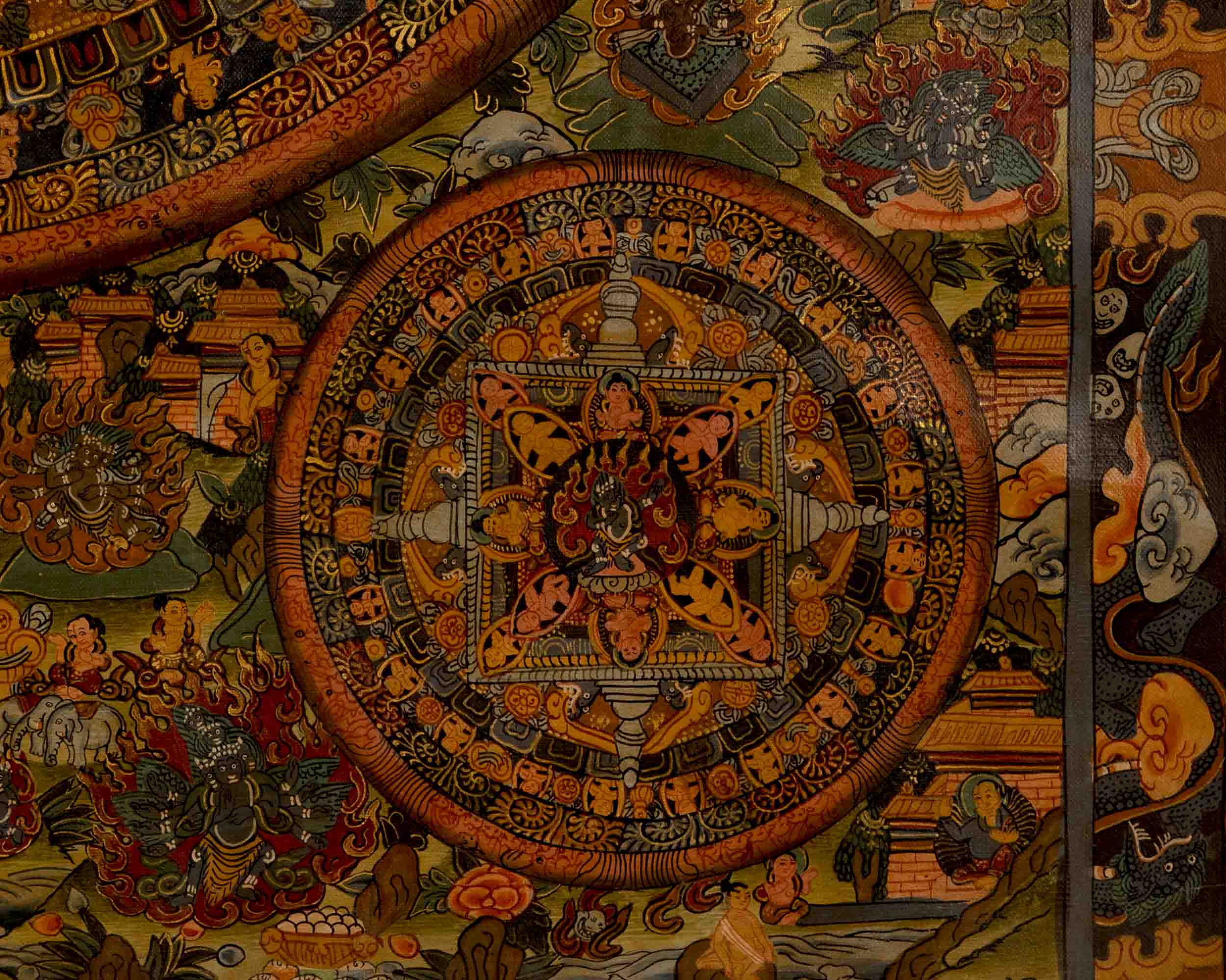 Tibetan Oil Varnished Heruka Mandala | Traditional Thangka