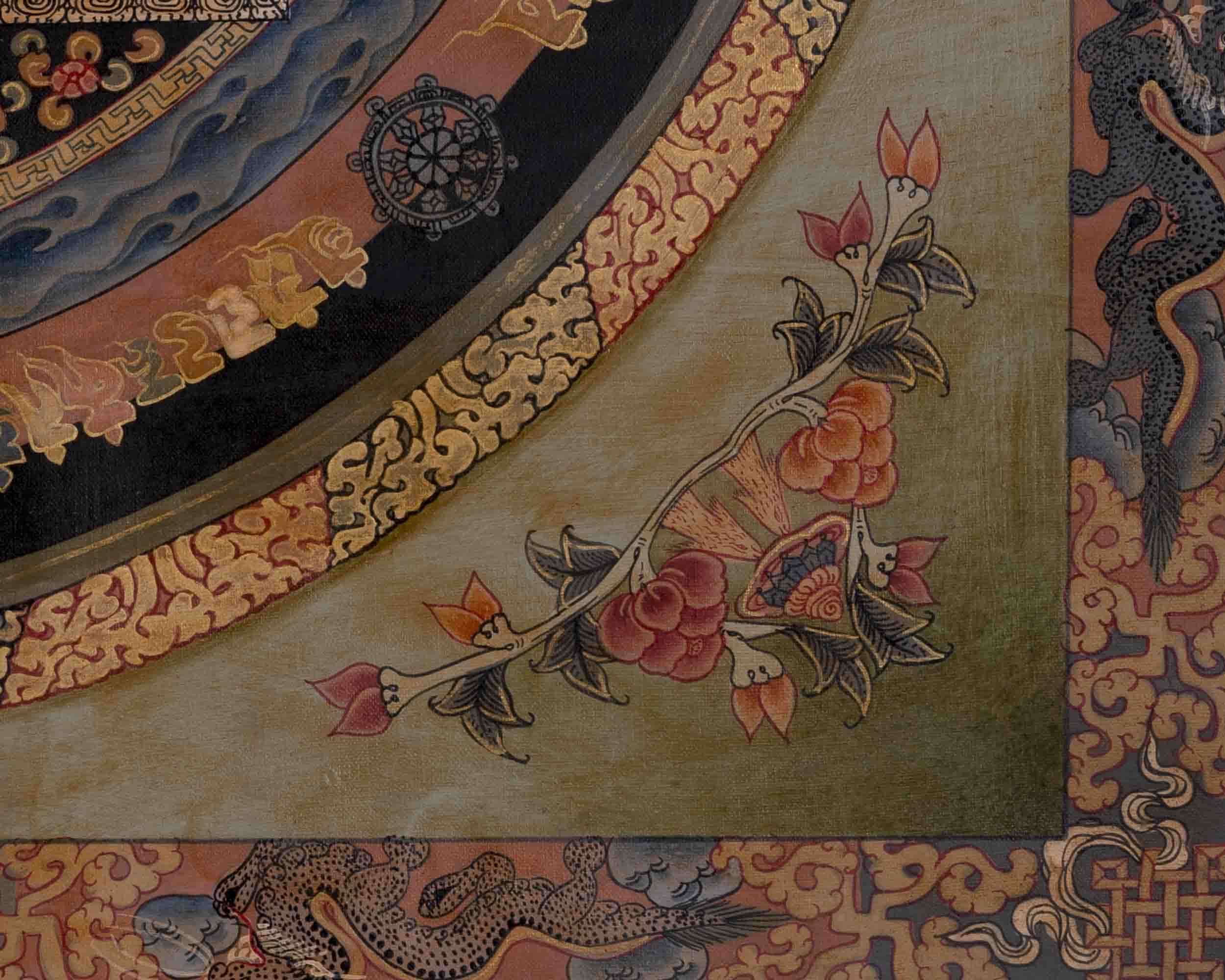 Handpainted Kalachakra Mandala | Traditional Tibetan Thangka | Wall Decors