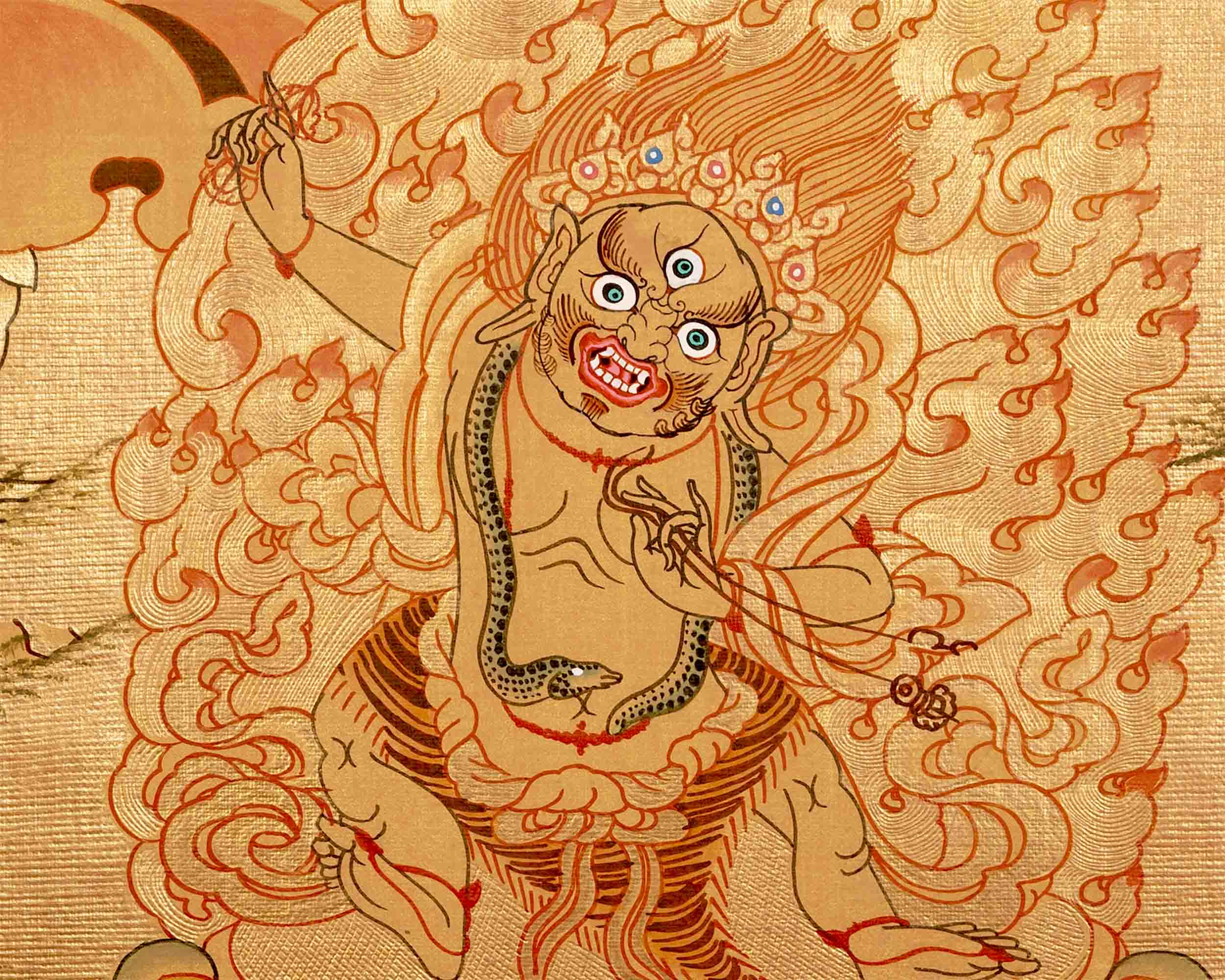 Hand Painted Full 24K Gold Manjushree Thangka | Wall Hanging Decor