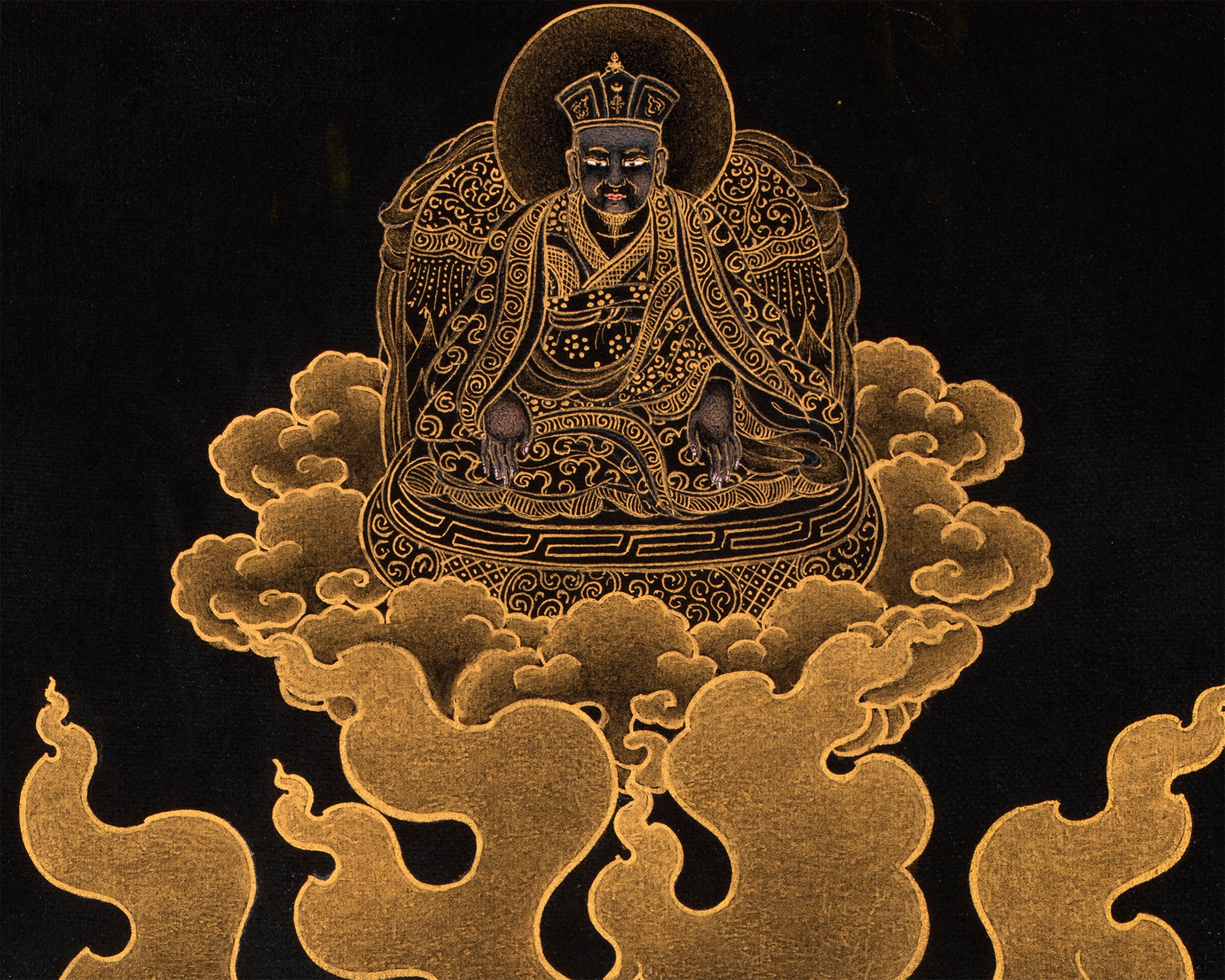 Mahakala Bernagchen Thangka | Kagyu Protector | Black & Gold Thangka