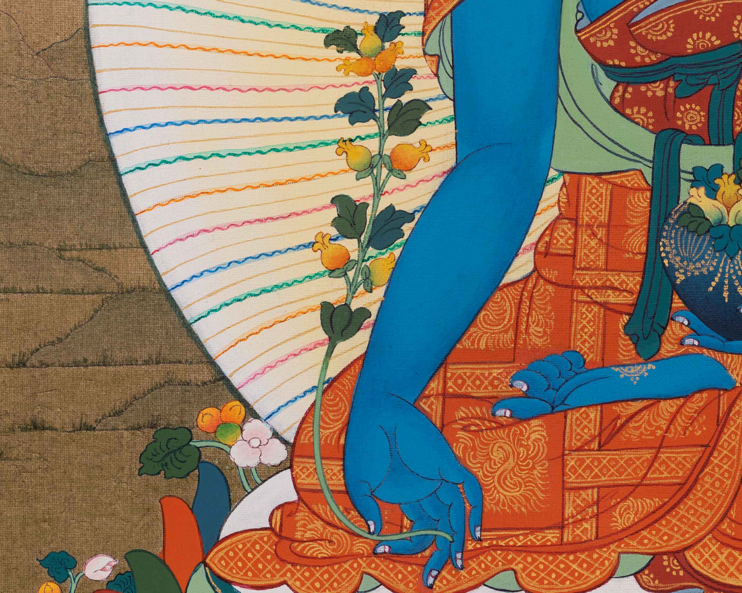 Buddha Medicine Thangka For Meditation & Healing | Traditonal Bhaisajyaguru, Healing Buddha Art