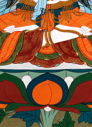 Chenrezig With Manjushri And Vajrapani | Bodhisattva Thangka