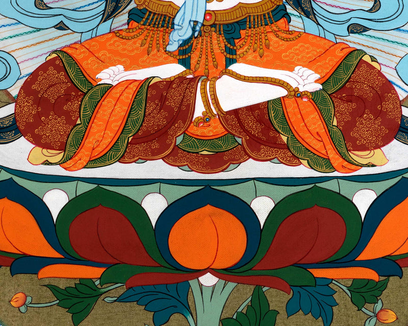 Chenrezig With Manjushri And Vajrapani | Bodhisattva Thangka