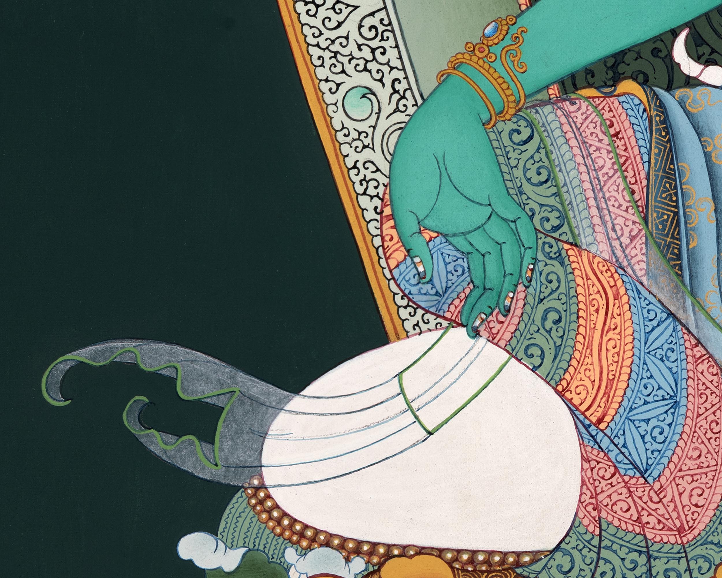 Green Tara Thangka Print | Digital Canvas Print | Buddhist Painting Print