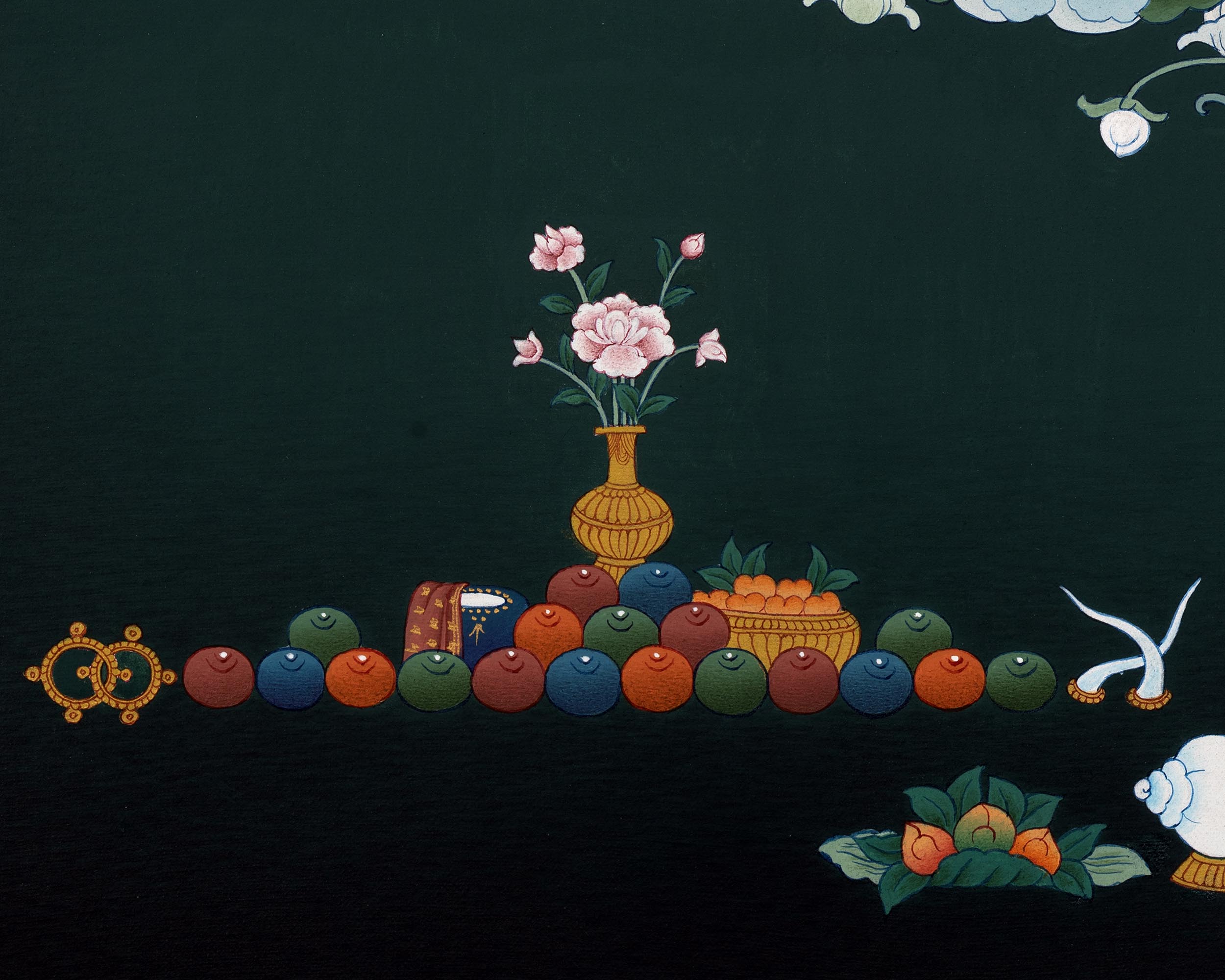 Green Tara  Thangka | Female Buddha Painting | With 24K Gold and Stone Colors