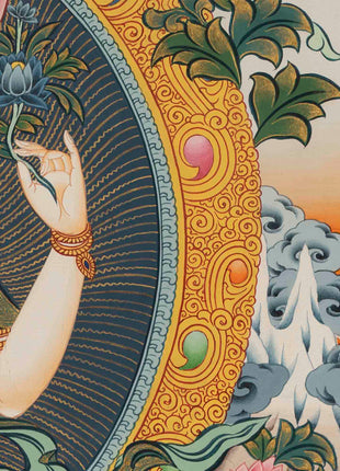 Chenresig Bodhisattva Thangka | Original Hand Painted Arya Bodhisattva Art