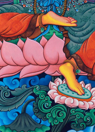 Manjushri Bodhicitta Prayer Thangka Print | The Bodhisattva Of Compassion Art For Daily Prayers