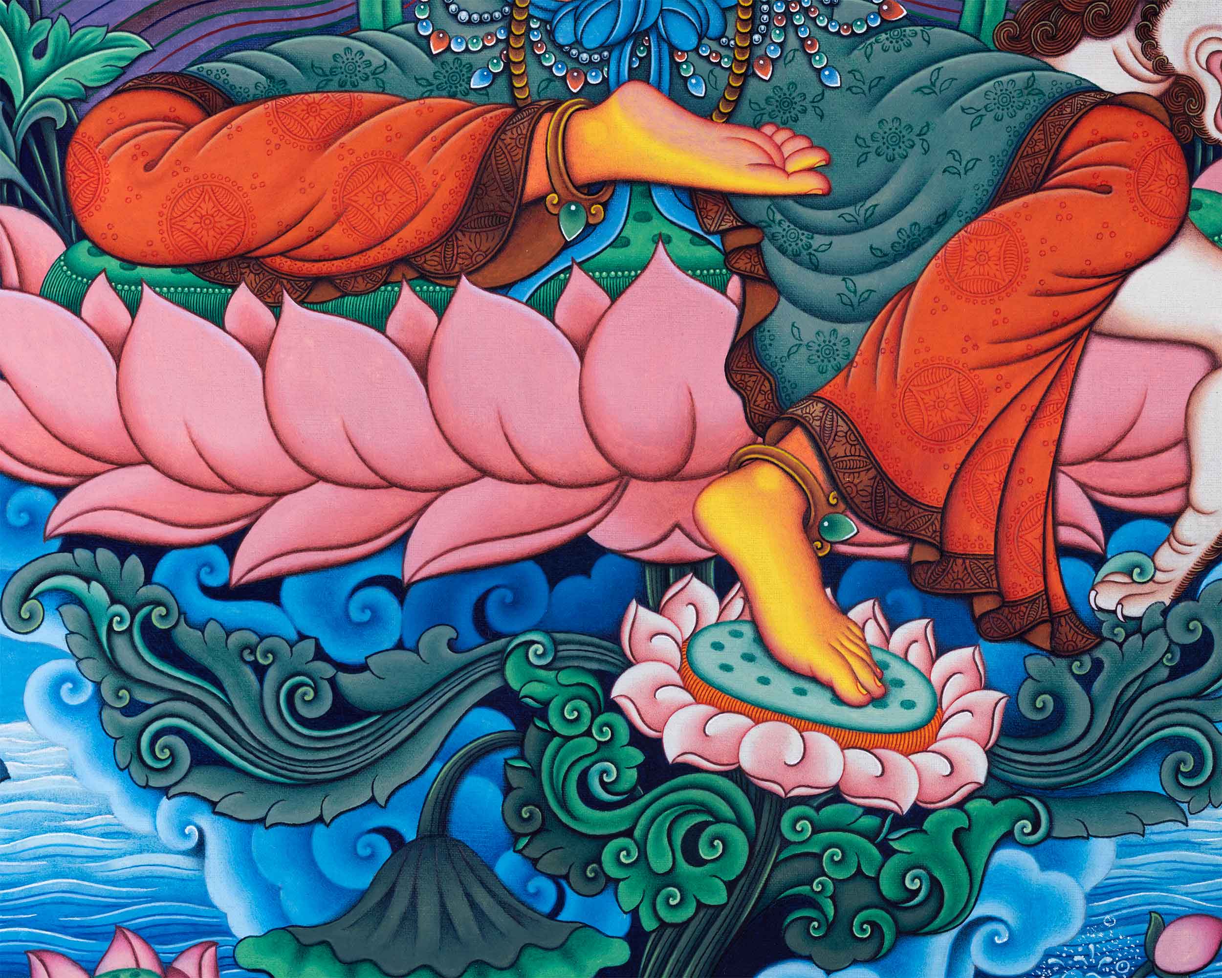 Manjushri Bodhicitta Prayer Thangka Print | The Bodhisattva Of Compassion Art For Daily Prayers