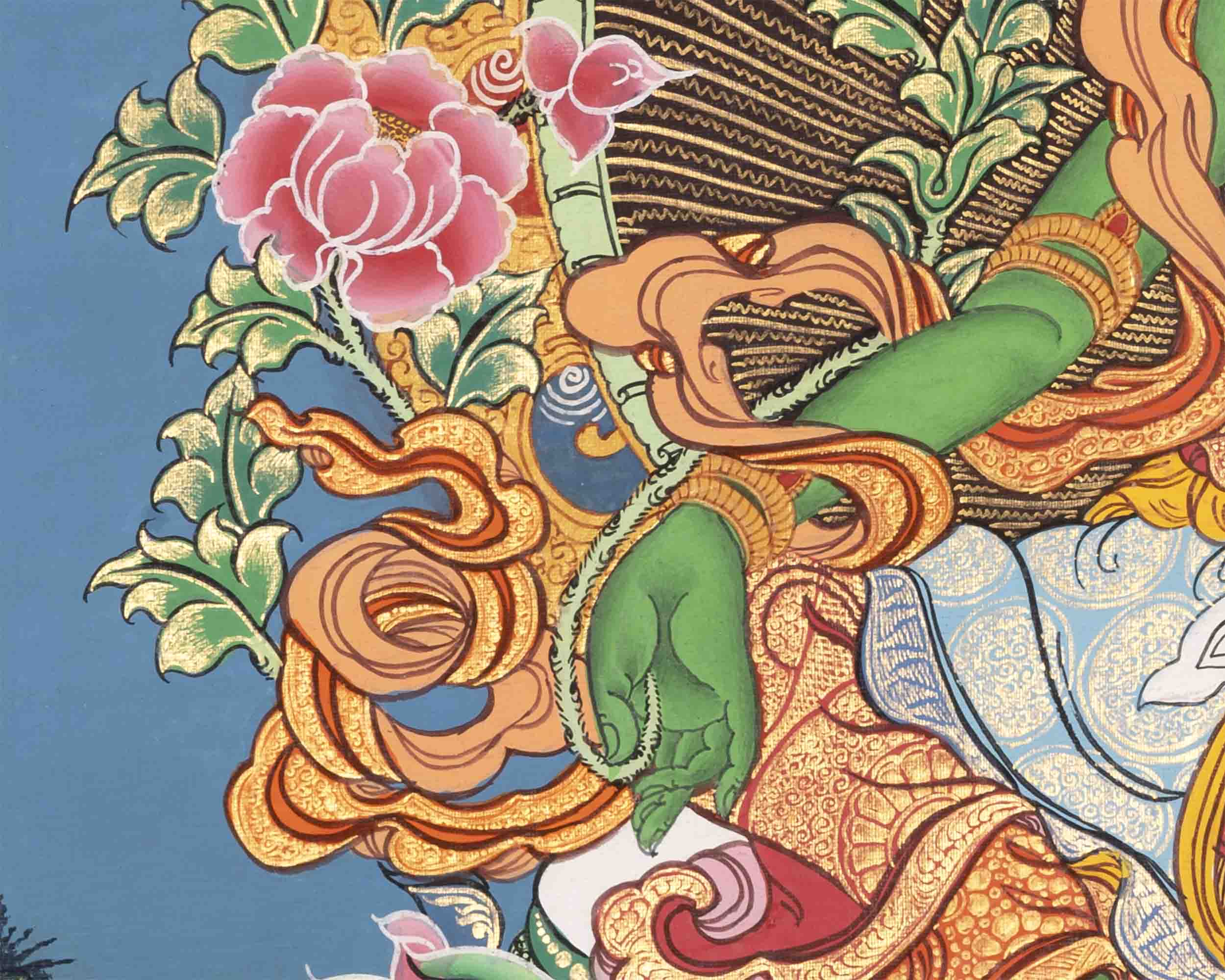 Green Tara Thangka | Traditional Tibetan Art | Religious Wall Decor