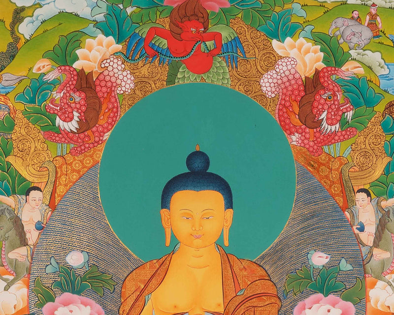 Shakyamuni Buddha 16 Arhats Thangka Painting | Sacred Art for Daily Practice