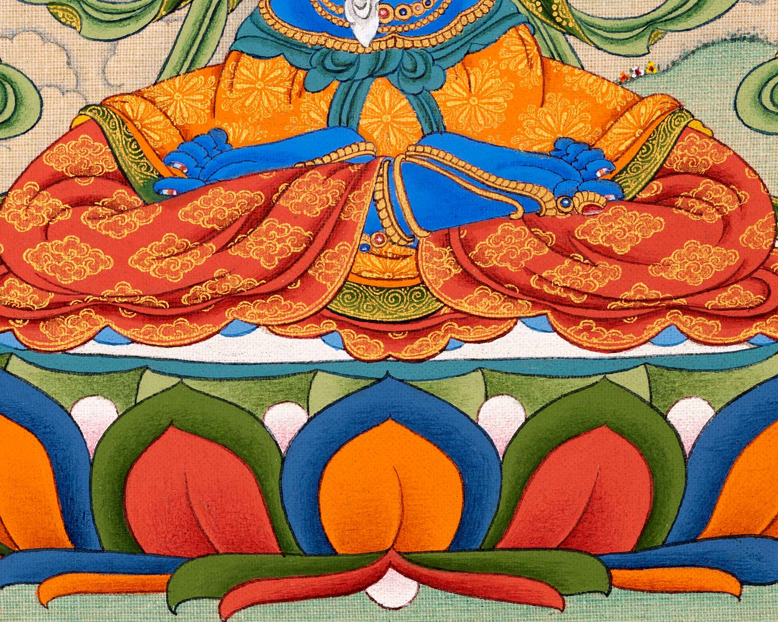 Vajradhara Buddha Thangka in Natural Stone colors