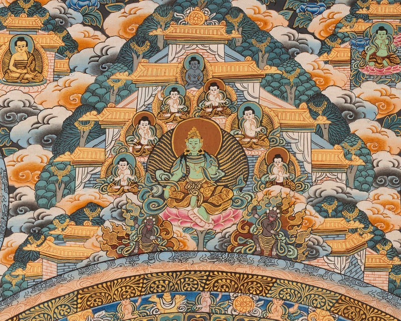 Mandala Buddha Thangka | Vintage Original Hand-Painted Thangka