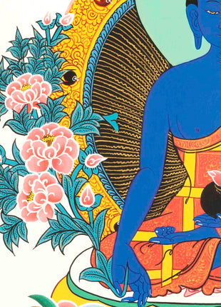 Bhaisajyaguru Thangka | Handpainted Medicine Buddha | Wall Hanging Decors