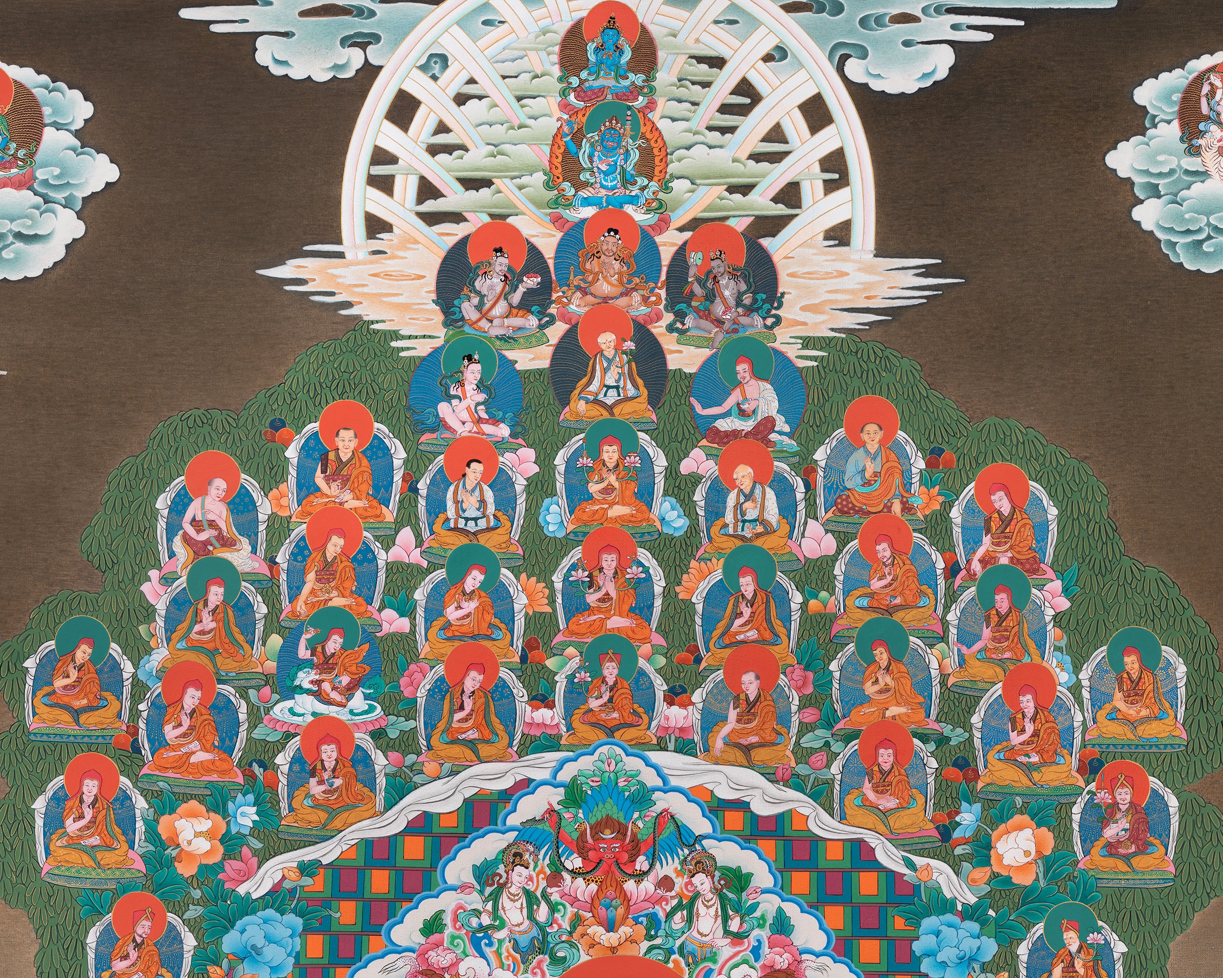 Sakya Refuge Tree Thangka | Vajradhara lineage | Tibetan Traditional Art