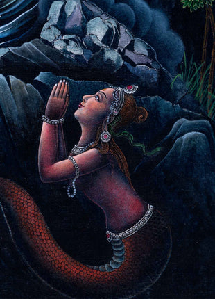 Ganga Goddess Giclee Print For Prayers | Traditional Newari Paubha Art Prints For Wall Hanging