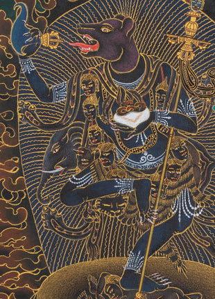 Simhamukha Thangka (Order) | Simhamukha Thangka | Black And Gold