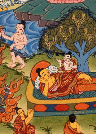 Shakyamuni Buddha Life Story | Tibetan Thangka | Wall Decor