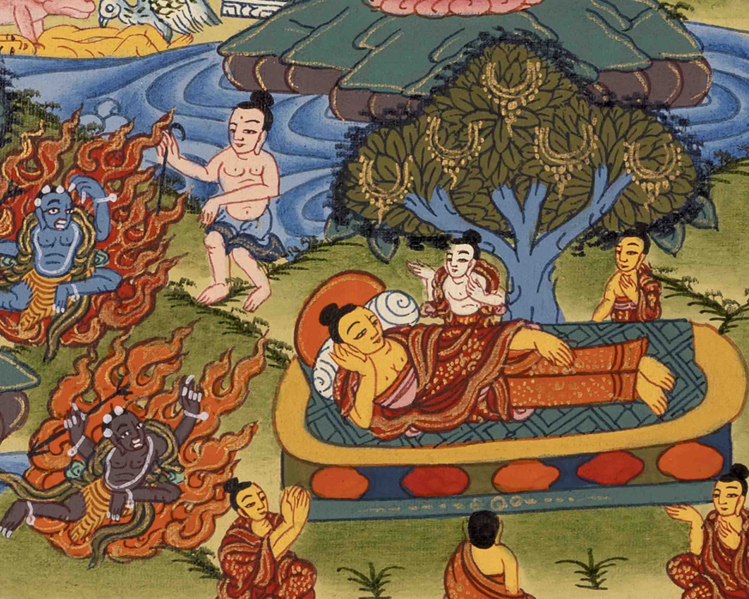Shakyamuni Buddha Life Story | Tibetan Thangka | Wall Decor