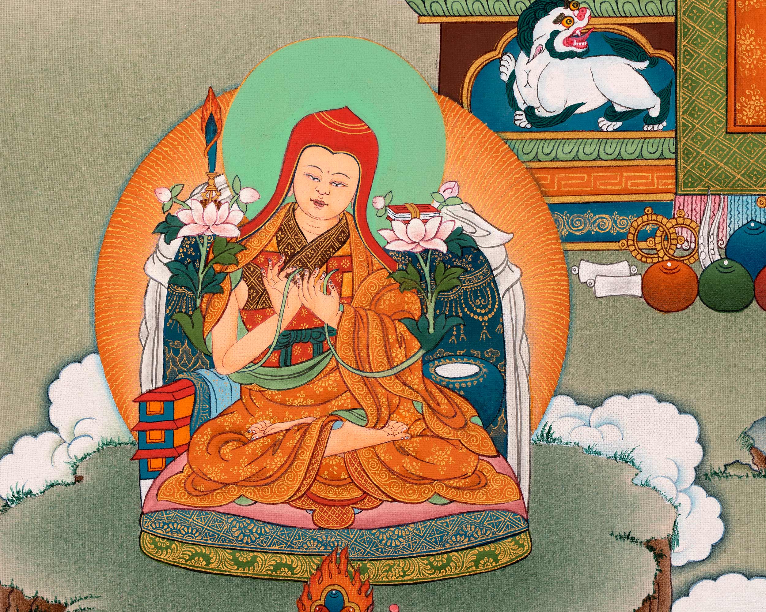 Five Sakya Masters Thangka | Traditional Sakyapa lineage Painting | Sachen Kunga Nyingpo
