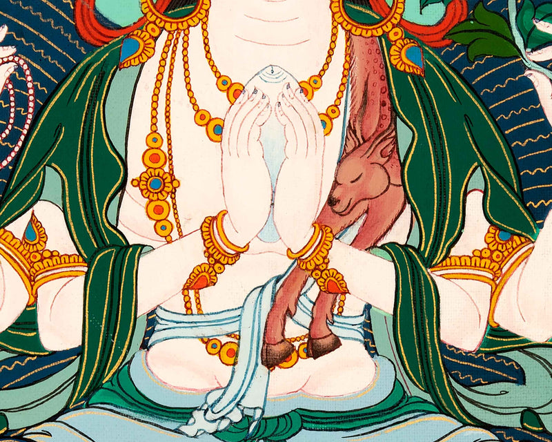 Chenrezig Tibetan Thangka | Buddhist Bodhisattva Art