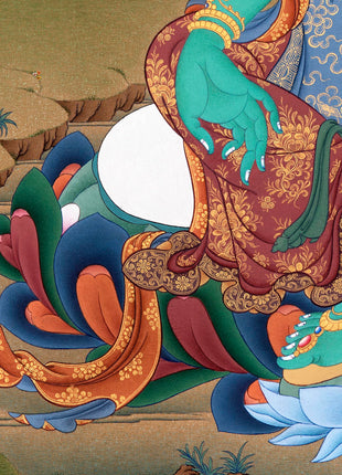 Green Tara Thangka Print | Buddhist Painting  | Digital Canvas Print