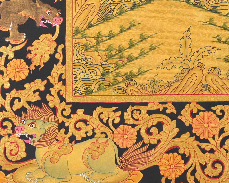 Shakyamuni Buddha Gold Thangka | Religious Tibetan Paint | Wall Decors