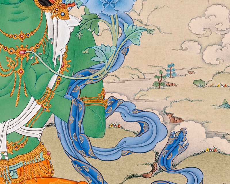 Green Tara Practice Thangka| Traditional Tibetan Hand Painting