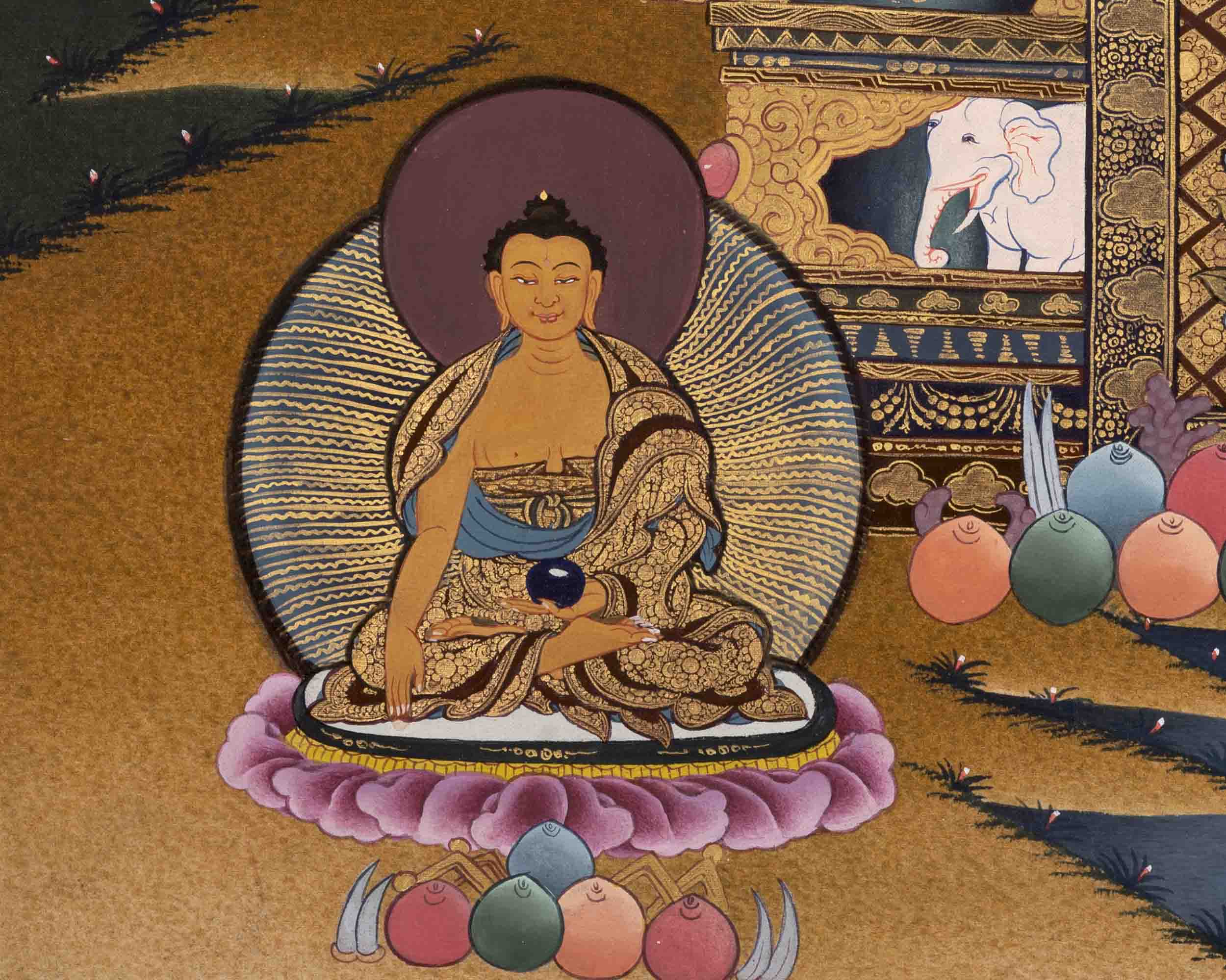 Bhaisajyaguru Thangka | Medicine Buddha | Religious Buddhist Painting
