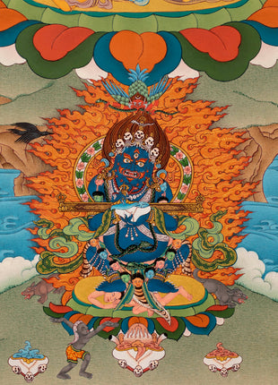 Hevajra with Vajra Nairatmya and the 8 Dakinis, Tibetan Thangka Painting
