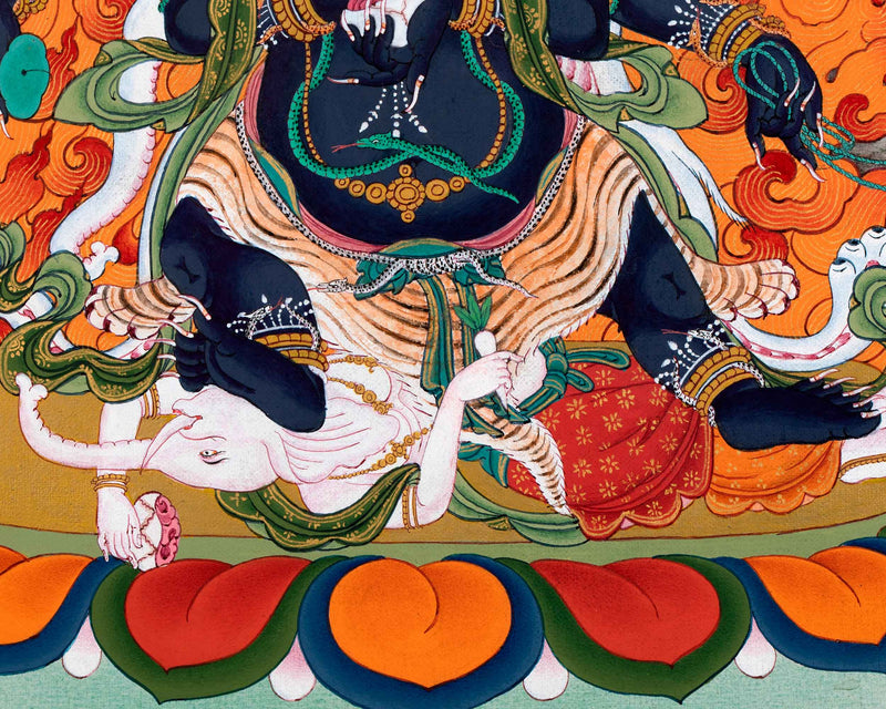 6 Armed Mahakala Buddha Thangka | Hand-Painted Tibetan Art