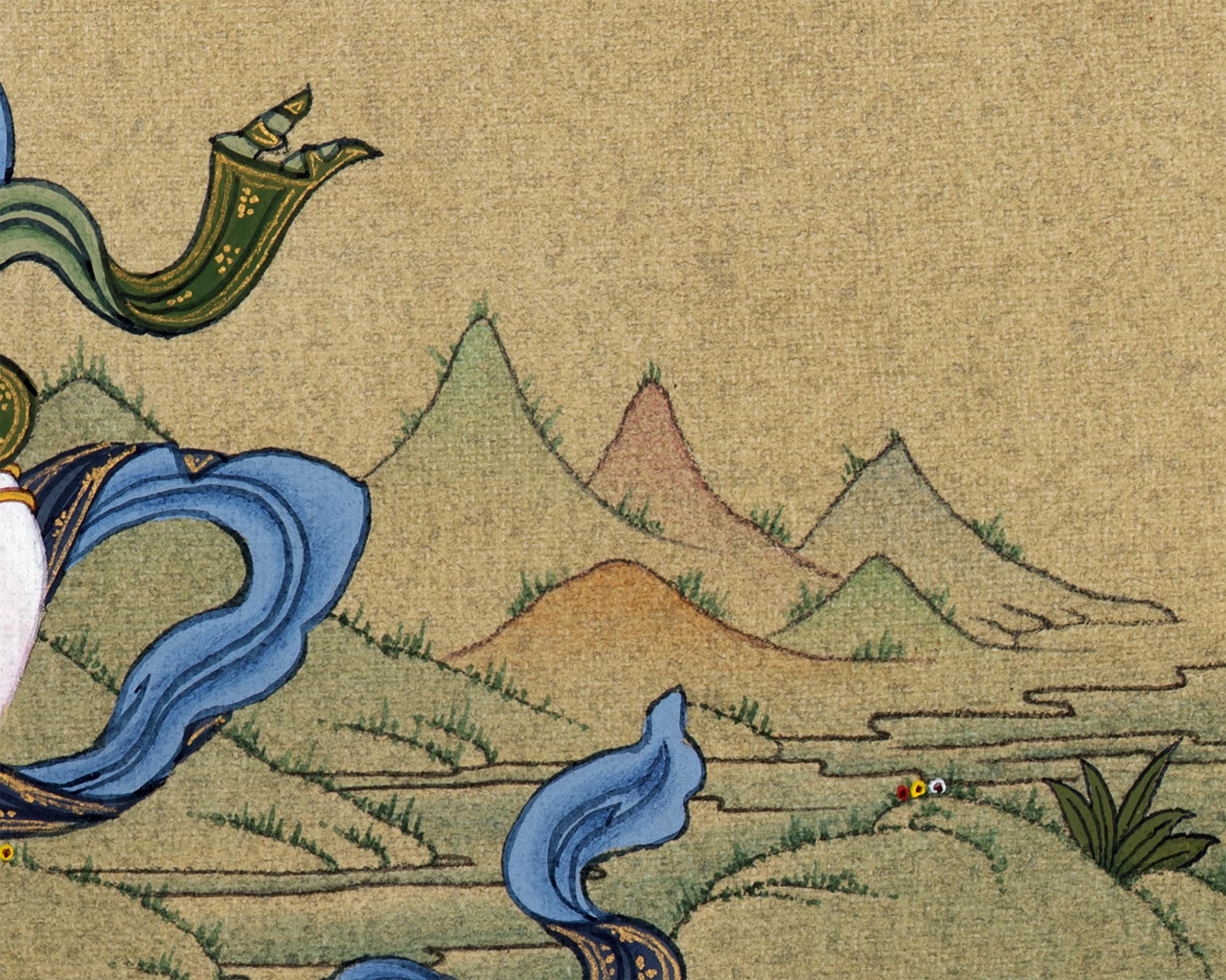 Vajrasattva Yab Yum Thangka | 24K Gold Tibetan Art with Silk Brocade