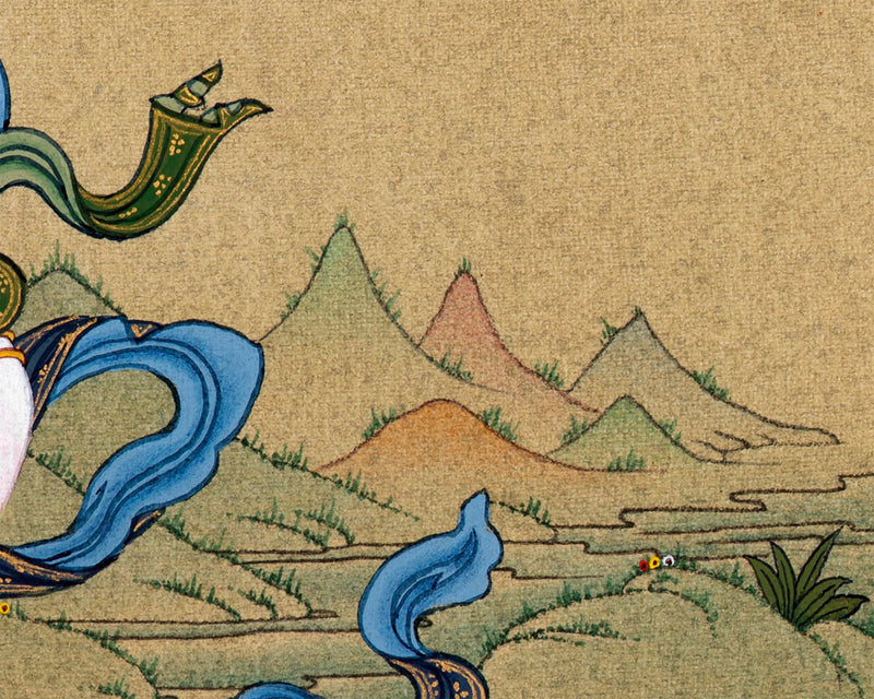 Vajrasattva Yab Yum Thangka | 24K Gold Tibetan Art with Silk Brocade