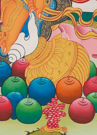Dzambala Kubera Thangka Painting | Deity Of Wealth | Wall Decors