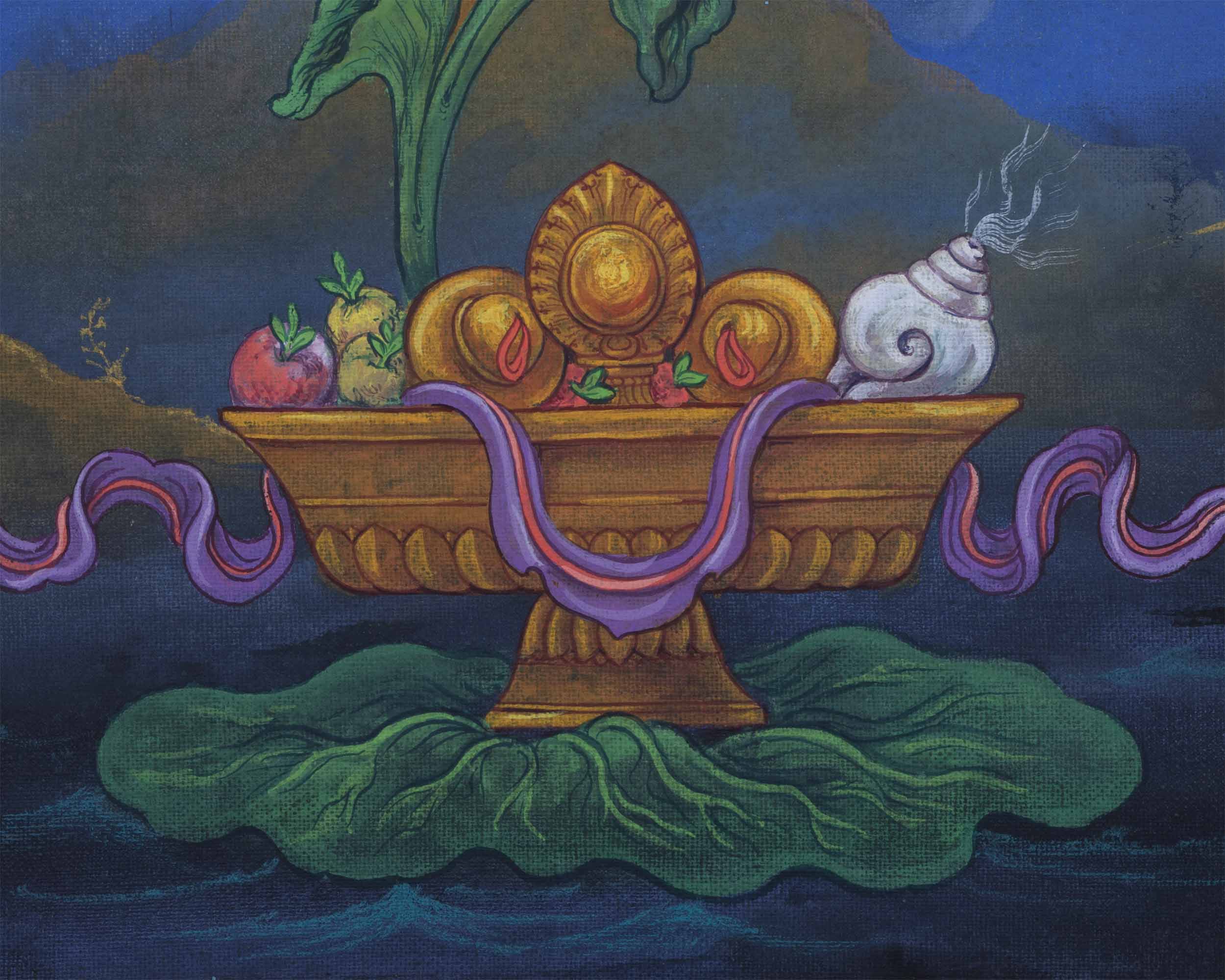 The God Of Wealth, Jambhala Thangka Print | High-Quality Pauba Canvas Print Of Buddhist Wealth Deity