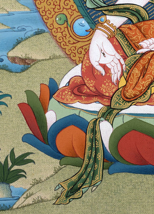 White Tara Thangka | Hand-Painted Drolma Painting | Female Bodhisattva