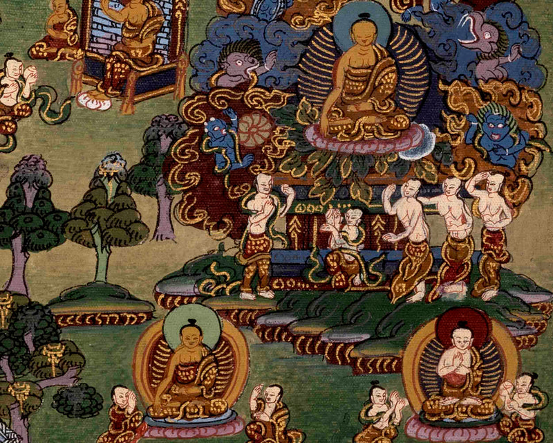 Life Story Of Buddha | Traditional Tibetan Thangka | Wall Decors