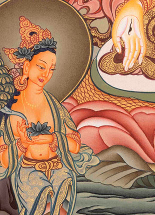 Traditional White Tara Thangka | Religious Artwork | Wall Decors