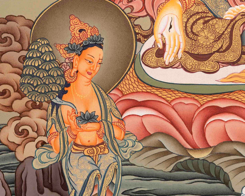 Traditional White Tara Thangka | Religious Artwork | Wall Decors