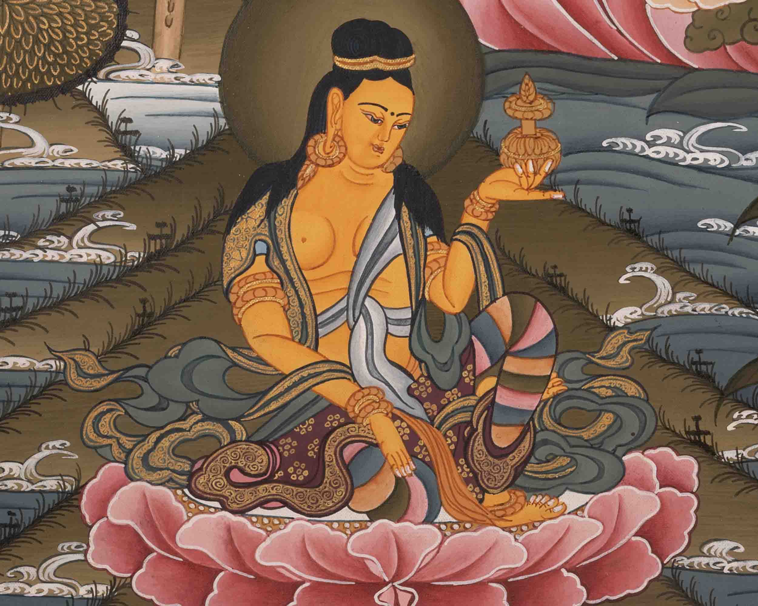 Green Tara Thangka | Buddhist Religious Art | Wall Decors